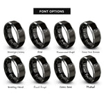 font options for inside engraving on black & silver northern territory rings