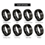 font options for inside engraving on black northern territory rings