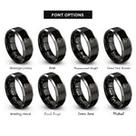 font options for inside engraving on black & silver northwest territories rings