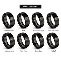 font options for inside engraving on black northwest territories rings