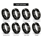 font options for inside engraving on black & grey norway rings