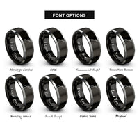 font options for inside engraving on black & grey norway rings