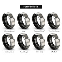 font options for inside engraving on black & silver norway rings