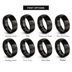 font options for inside engraving on black norway rings