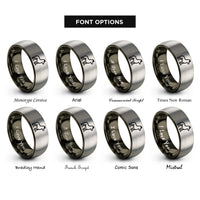 font options for inside engraving on gunmetal & silver norway rings