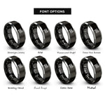 font options for inside engraving on black & gray not equals rings