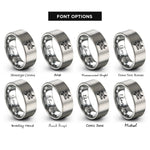 font options for inside engraving on silver not equals rings