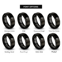 font options for inside engraving on black note trio rings