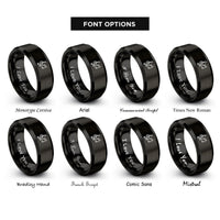 font options for inside engraving on black note trio rings
