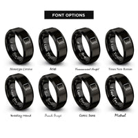 font options for inside engraving on black notebook pencil rings