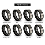 font options for inside engraving on black & gray notepad rings
