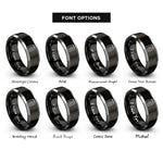 font options for inside engraving on black & grey notepad rings