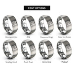 font options for inside engraving on silver notepad rings