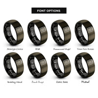font options for inside engraving on gunmetal & black notepad rings