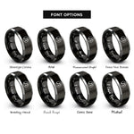font options for inside engraving on black & silver notes circle rings