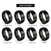 font options for inside engraving on black notes circle rings
