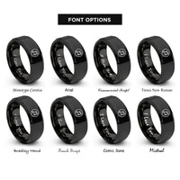 font options for inside engraving on black notes circle rings