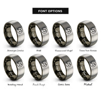font options for inside engraving on gunmetal & grey notes circle rings