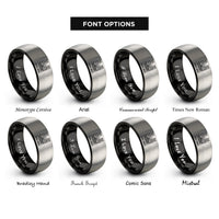 font options for inside engraving on black & grey notre dame cathedral rings