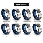 font options for inside engraving on blue & silver nova scotia rings