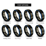font options for inside engraving on gunmetal & blue nova scotia rings