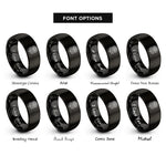 font options for inside engraving on black november chrysanthemum rings
