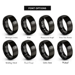 font options for inside engraving on black november chrysanthemum rings