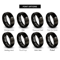 font options for inside engraving on black november chrysanthemum rings