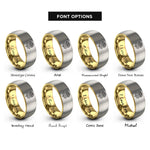 font options for inside engraving on gold & grey november chrysanthemum rings