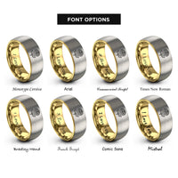 font options for inside engraving on gold & grey november chrysanthemum rings