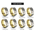font options for inside engraving on gold & silver november chrysanthemum rings