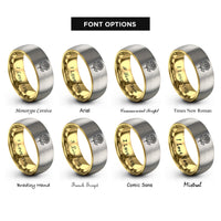 font options for inside engraving on gold & silver november chrysanthemum rings