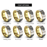 font options for inside engraving on gold & gray november chrysanthemum rings