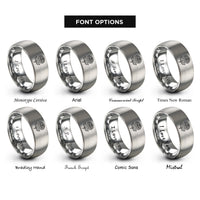 font options for inside engraving on silver november chrysanthemum rings