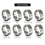 font options for inside engraving on silver november chrysanthemum rings