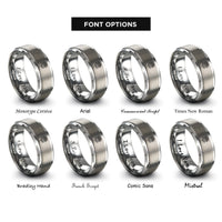 font options for inside engraving on silver november chrysanthemum rings