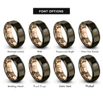 font options for inside engraving on gunmetal & rose gold november chrysanthemum rings