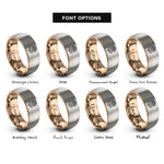 font options for inside engraving on rose gold & silver november chrysanthemum rings