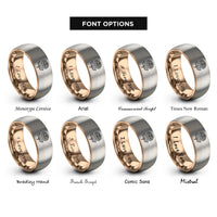 font options for inside engraving on rose gold & silver november chrysanthemum rings