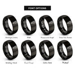 font options for inside engraving on black nozzle rings