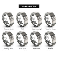 font options for inside engraving on gray nuclear plant silhouette rings