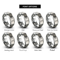 font options for inside engraving on silver nuclear plant silhouette rings