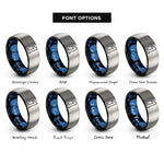 font options for inside engraving on black & blue & silver number 1 rings
