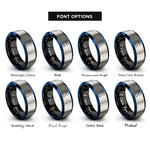 font options for inside engraving on black & blue & silver number 1 rings