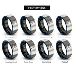 font options for inside engraving on black & blue & silver number 1 rings