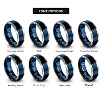 font options for inside engraving on blue & gray number 1 rings