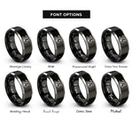 font options for inside engraving on black & silver number 23 rings
