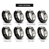 font options for inside engraving on black & gray number 23 rings