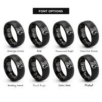 font options for inside engraving on black number 23 rings