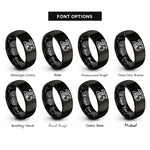 font options for inside engraving on black number 23 rings